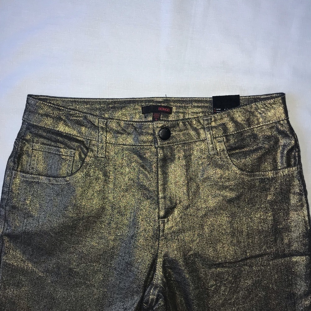 NWT Bongo Metallic Gold Black Stretch Skinny Jeans* - Picture 3 of 6